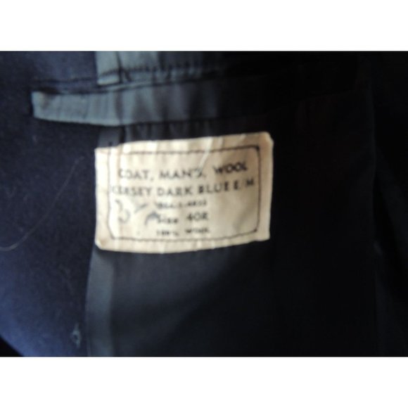 Navy Wool Pea Coat navy Blue Mens size 40R - Picture 4 of 5